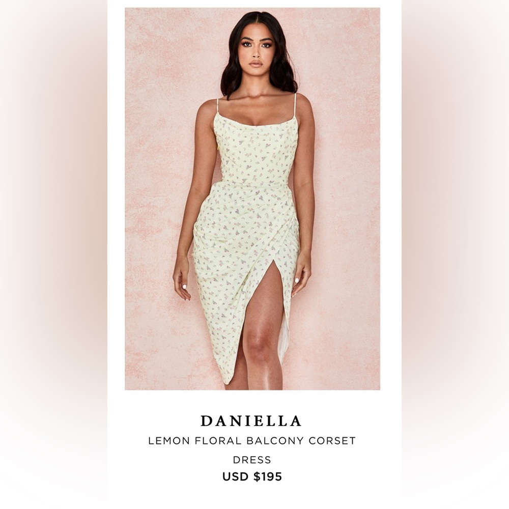 House of CB Lemon Floral Balcony Corset Dress